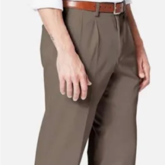 Claiborne pants pleated front dark green herringbone pattern fabric size 30/30